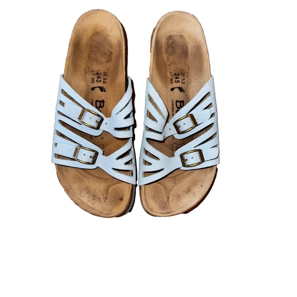 Birkenstock W 7 M 5 EU 38 Betula Granada Ruffle Sandals Light Blue Birko-Flor - Picture 1 of 7